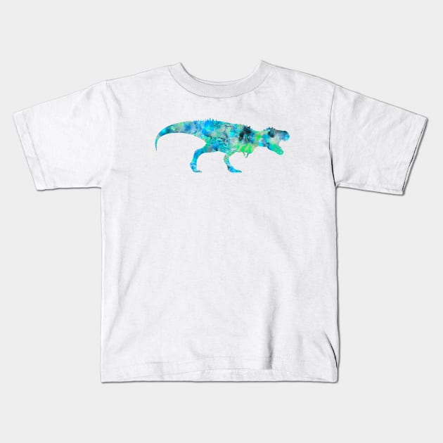 T Rex Watercolor Painting 3 Kids T-Shirt by Miao Miao Design